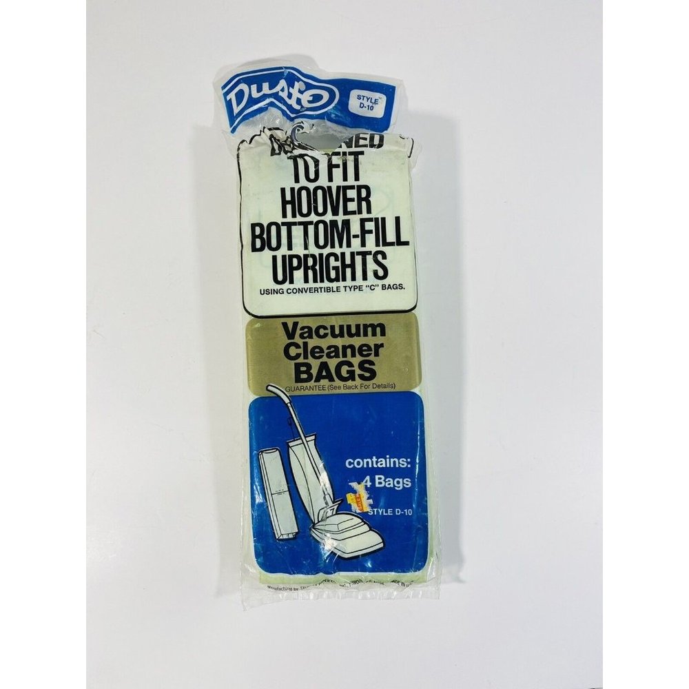 Dusto Brand Hoover Vacuum Bags for Bottom Fill Style D 10 Set Of 2 Open Package